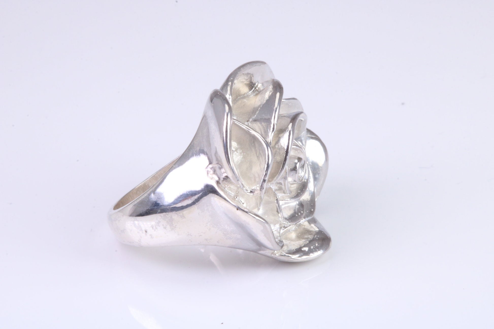 Large Chunky Rose Ring, made from solid cast silver, British Hallmarked