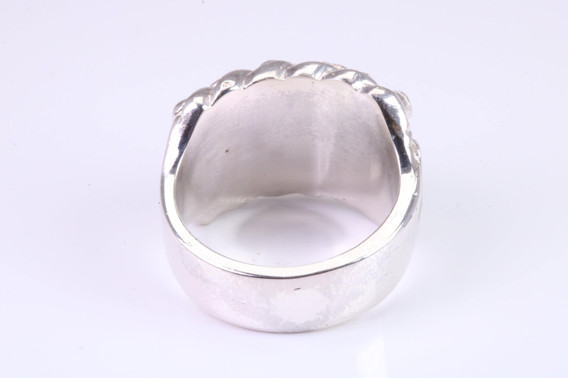 Keepers Ring, large very substantial and very heavy ring, solid 925 grade cast sterling silver, British Hallmarked