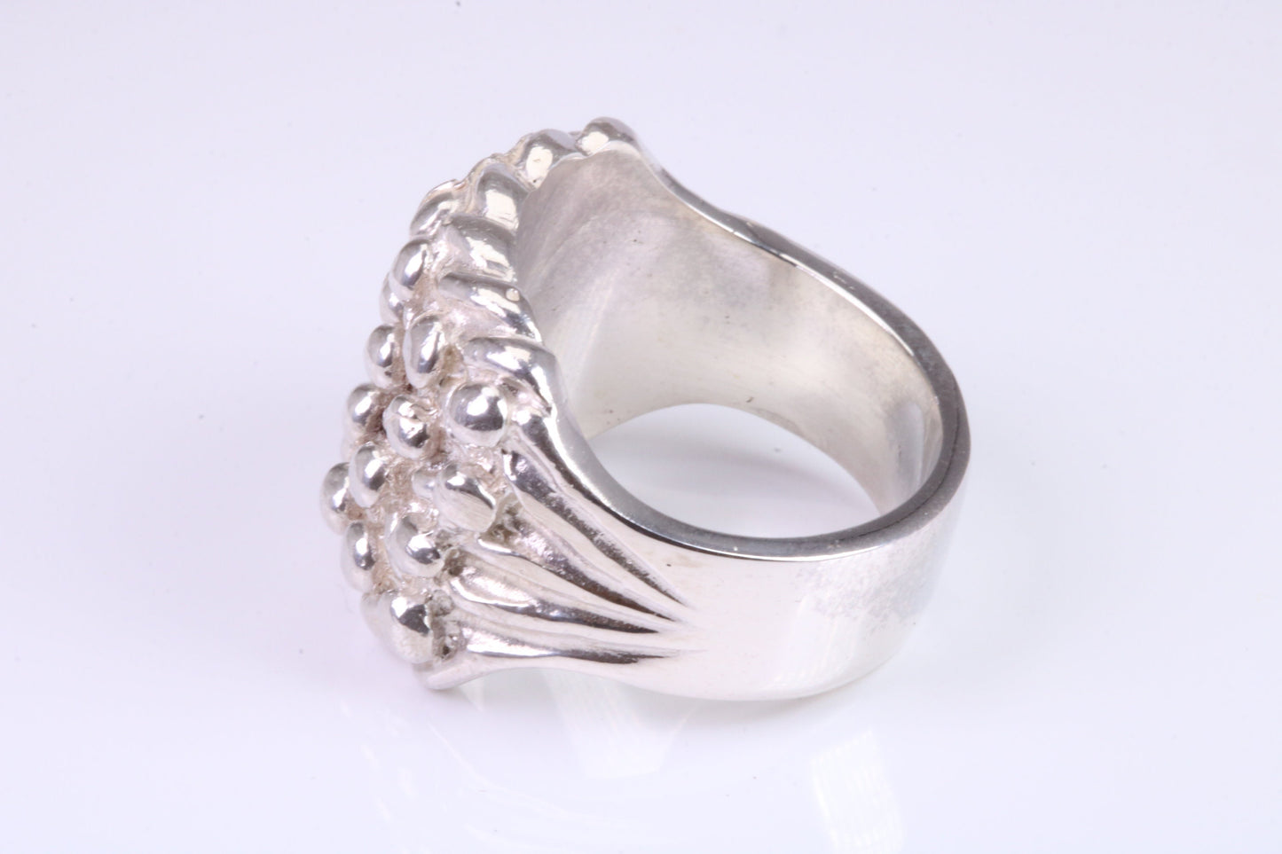 Keepers Ring, large very substantial and very heavy ring, solid 925 grade cast sterling silver, British Hallmarked