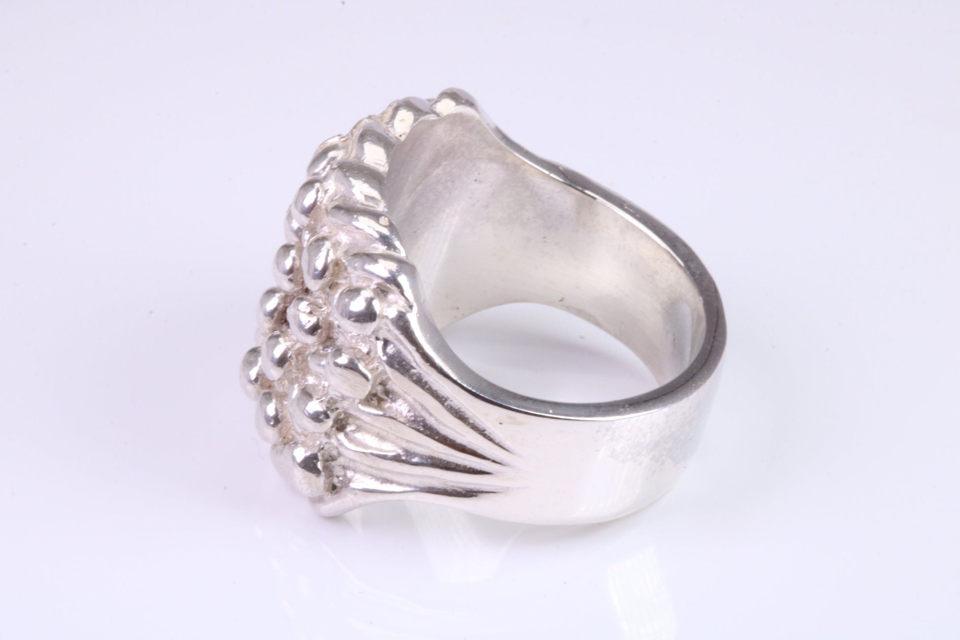 Keepers Ring, large very substantial and very heavy ring, solid 925 grade cast sterling silver, British Hallmarked