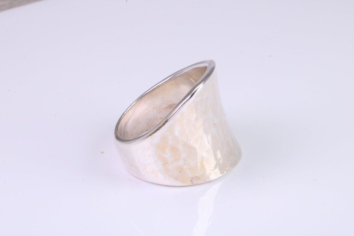 Large Hammered Finish Abstract ring, made from solid cast silver, British Hallmarked