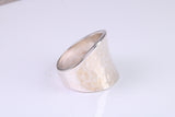 Large Hammered Finish Abstract ring, made from solid cast silver, British Hallmarked