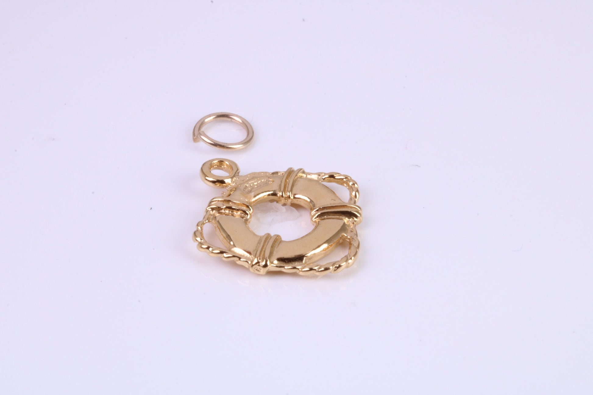 Lifebuoy Charm, Traditional Charm, This charm is made from solid cast Yellow Gold British Hallmarked