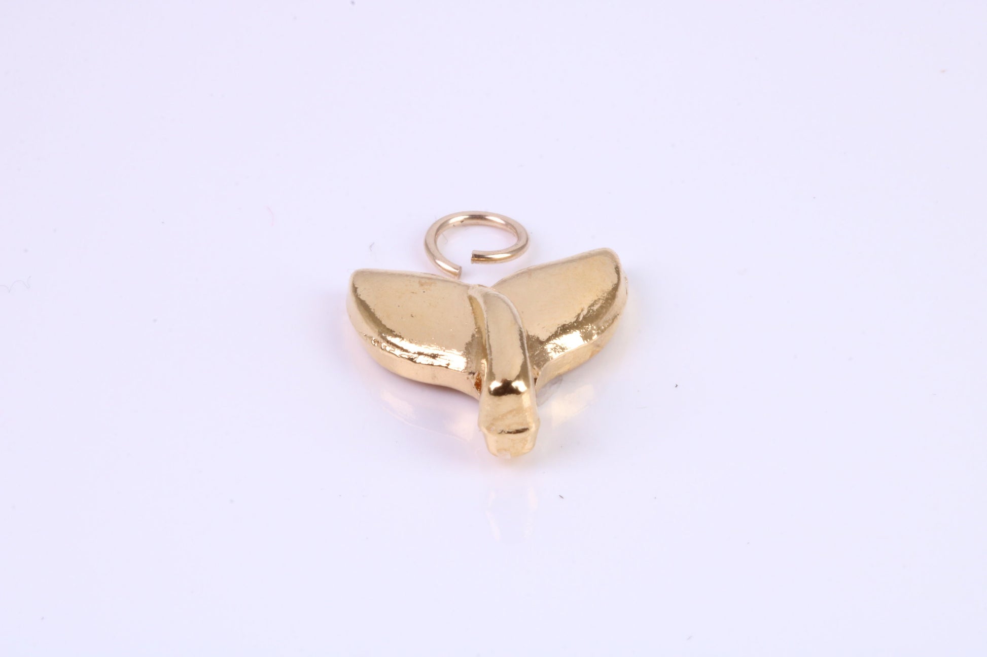 Whale Tail Charm, Traditional Charm, Made from Solid Cast Yellow Gold, British Hallmarked, Complete with Attachment Link