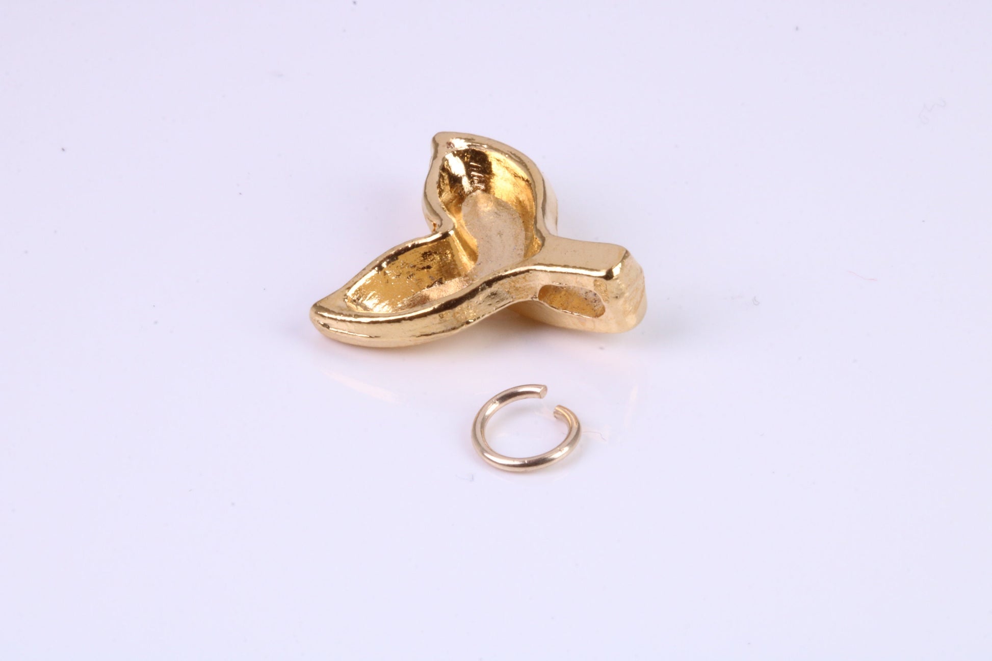 Whale Tail Charm, Traditional Charm, Made from Solid Cast Yellow Gold, British Hallmarked, Complete with Attachment Link
