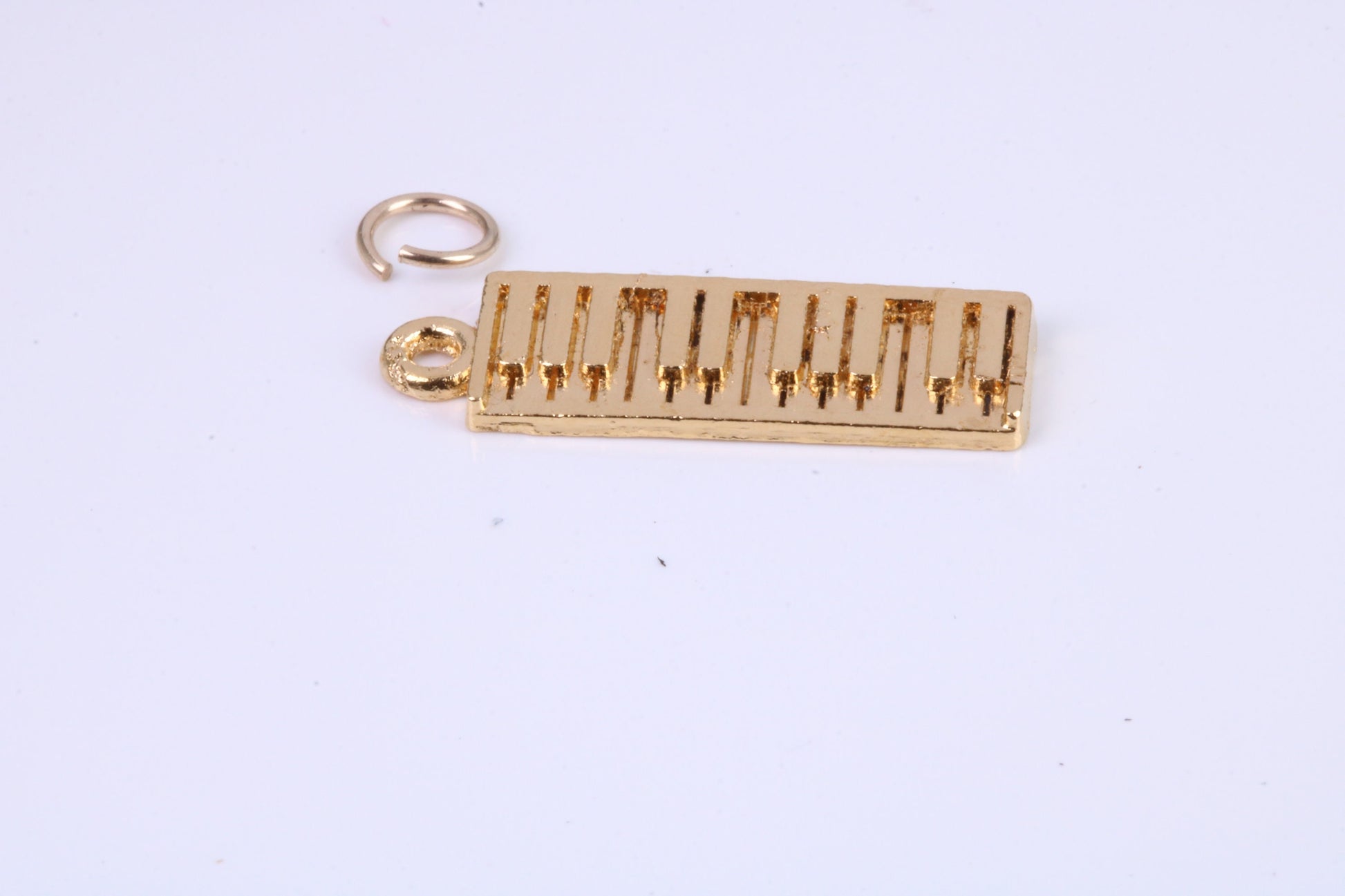Key Board Charm, Traditional Charm, Made from Solid Cast Yellow Gold , British Hallmarked, Complete with Attachment Link