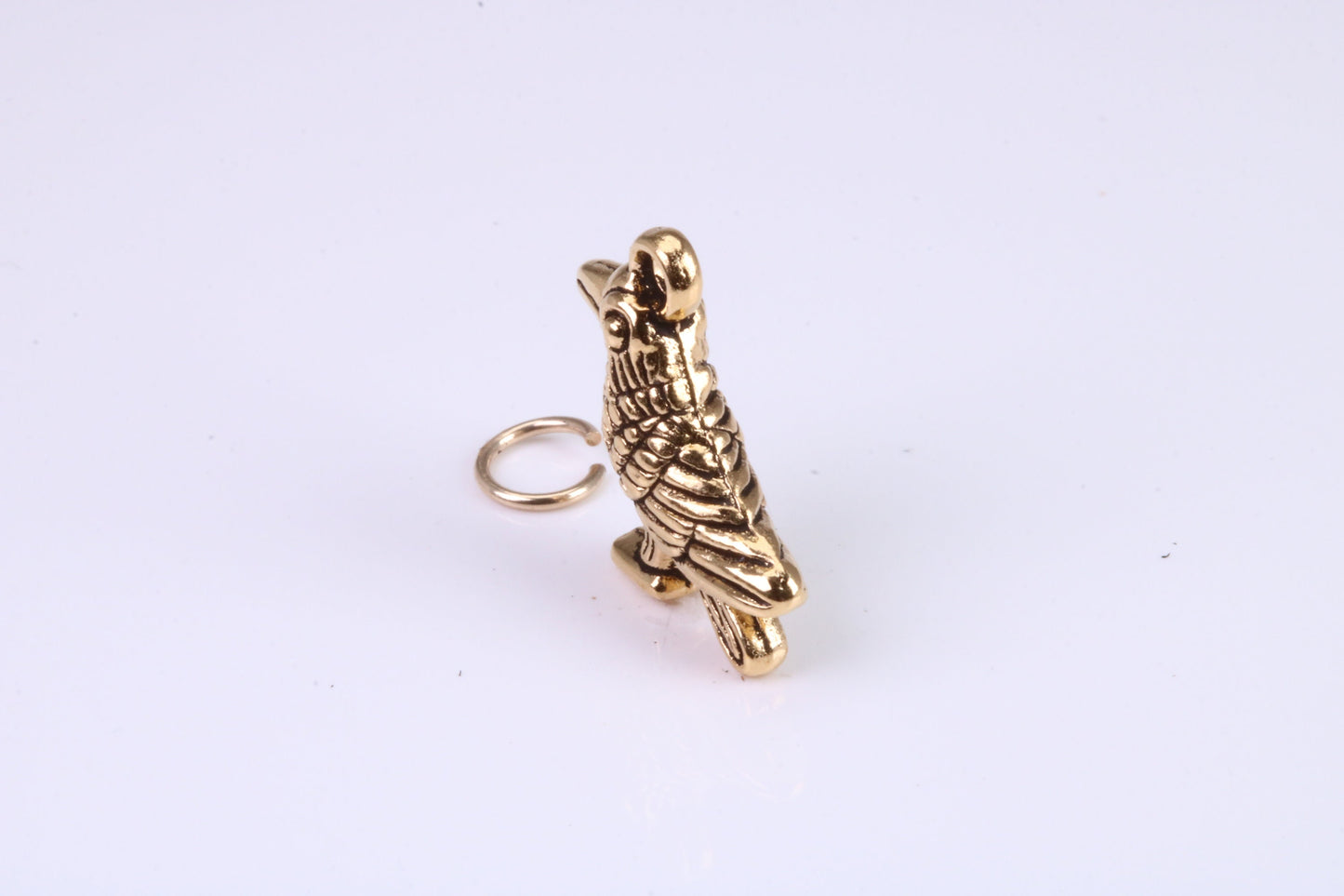 Raven Charm, Traditional Charm, Made from Solid Cast Yellow Gold, British Hallmarked, Complete with Attachment Link