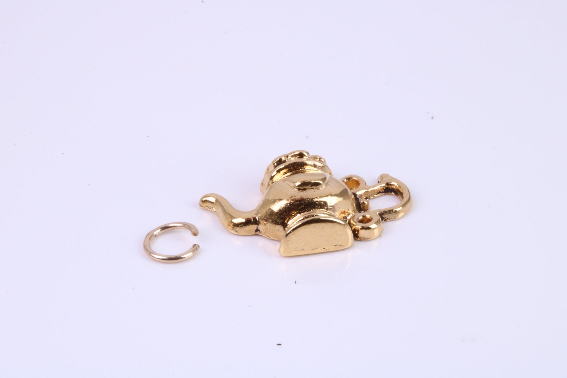 Teapot Charm, Traditional Charm, Made from Solid Cast Yellow Gold, British Hallmarked, Complete with Attachment Link