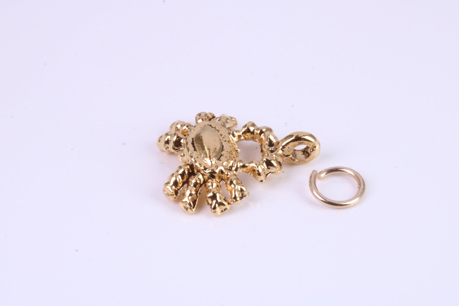 Crab Charm, Traditional Charm, Made from Solid Cast Yellow Gold, British Hallmarked, Complete with Attachment Link
