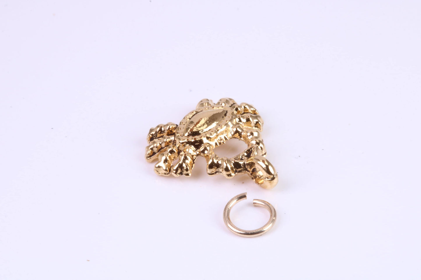 Crab Charm, Traditional Charm, Made from Solid Cast Yellow Gold, British Hallmarked, Complete with Attachment Link