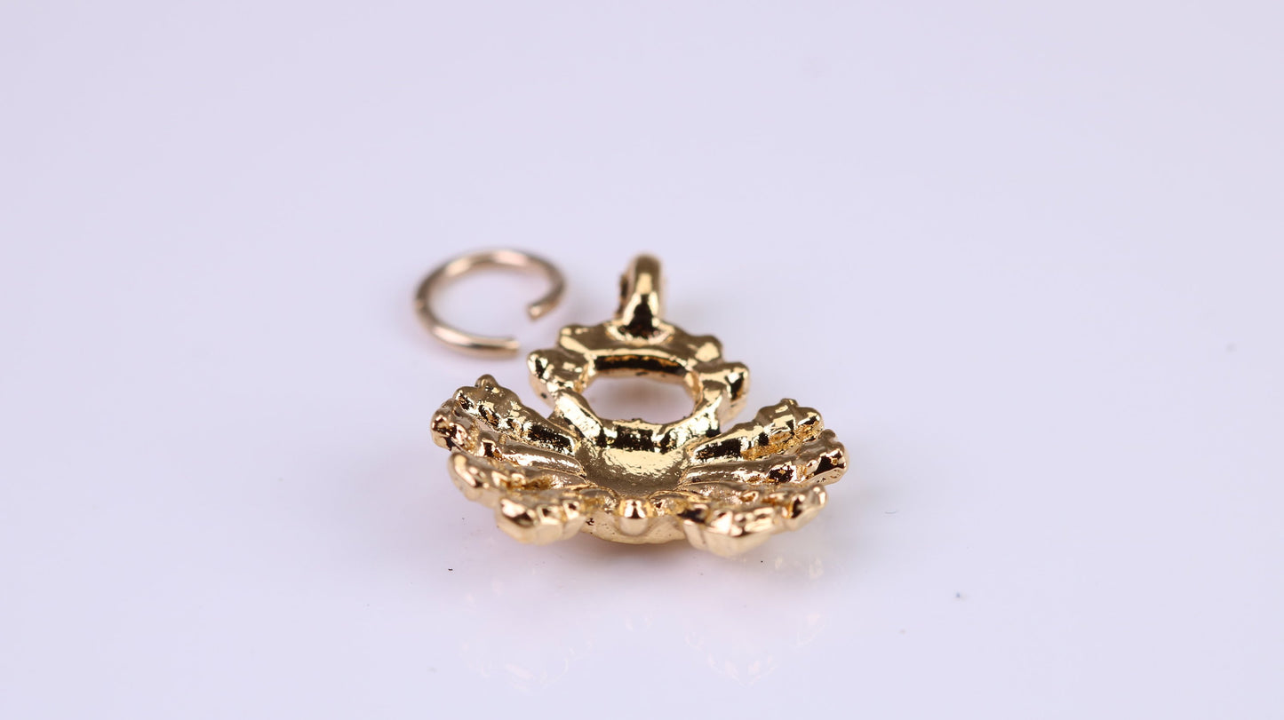 Crab Charm, Traditional Charm, Made from Solid Cast Yellow Gold, British Hallmarked, Complete with Attachment Link