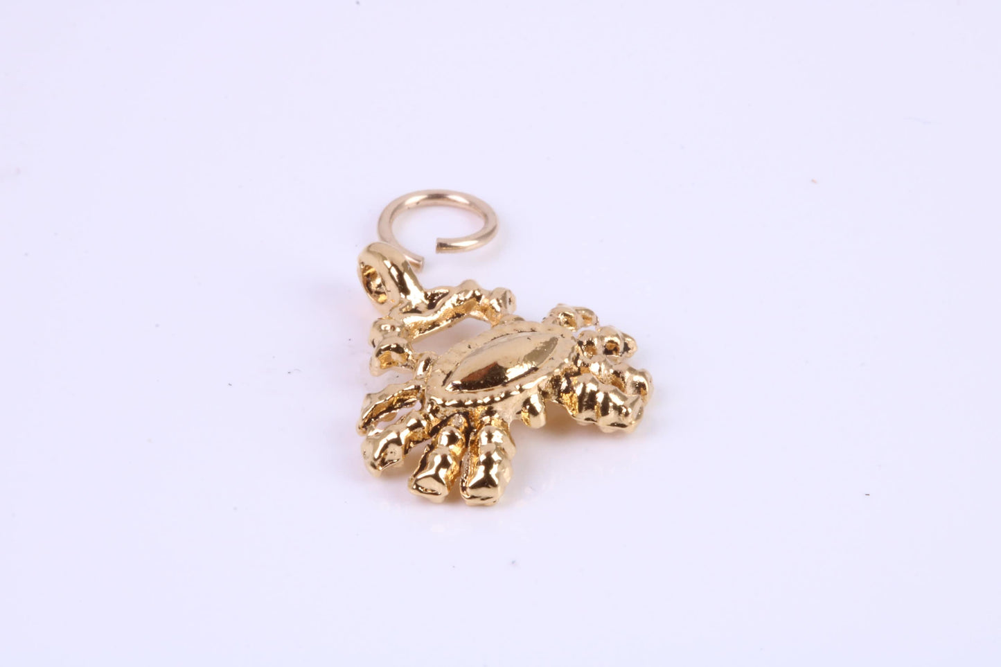 Crab Charm, Traditional Charm, Made from Solid Cast Yellow Gold, British Hallmarked, Complete with Attachment Link