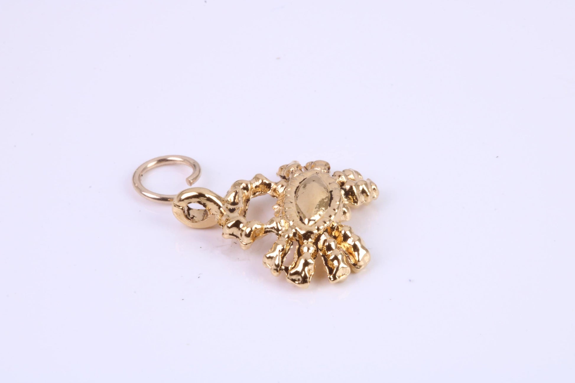 Crab Charm, Traditional Charm, Made from Solid Cast Yellow Gold, British Hallmarked, Complete with Attachment Link