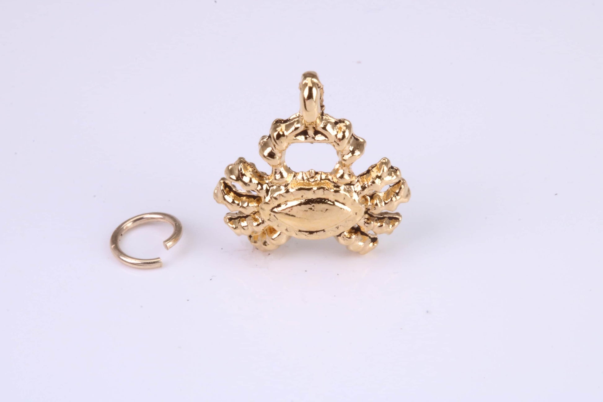 Crab Charm, Traditional Charm, Made from Solid Cast Yellow Gold, British Hallmarked, Complete with Attachment Link