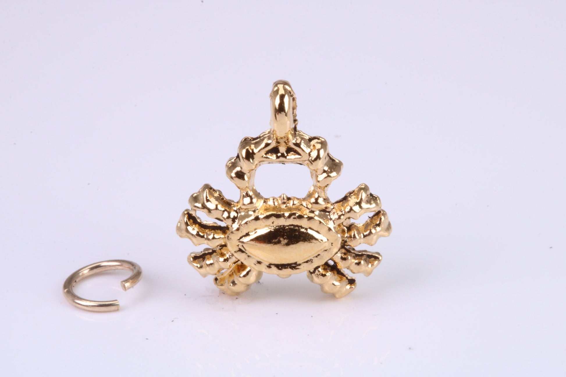 Crab Charm, Traditional Charm, Made from Solid Cast Yellow Gold, British Hallmarked, Complete with Attachment Link