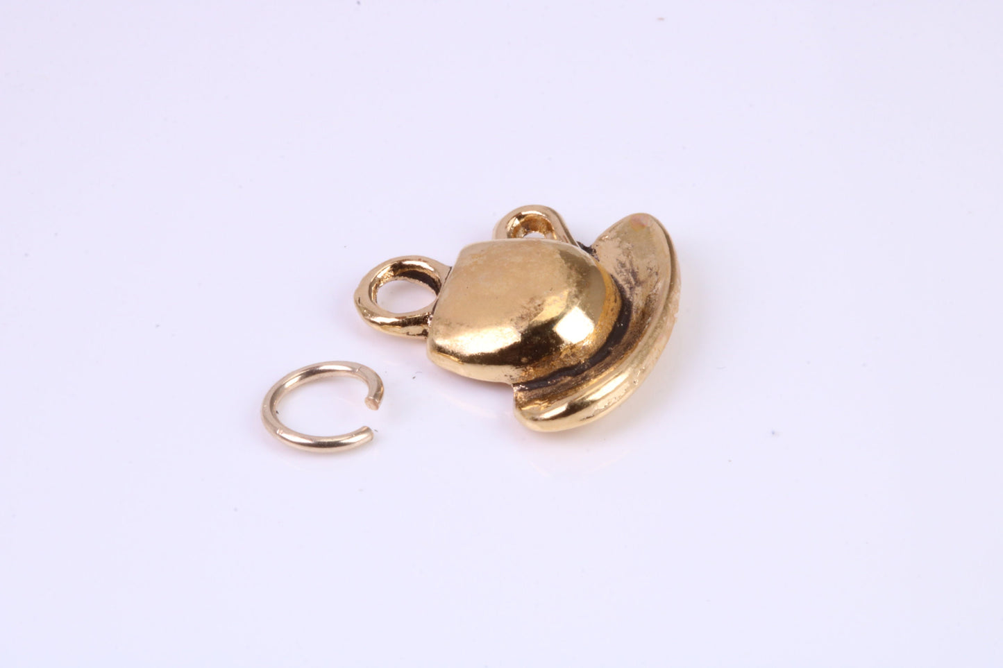 Tea Cup and Saucer Charm, Traditional Charm, Made from Solid Cast Yellow Gold, British Hallmarked, Complete with Attachment Link