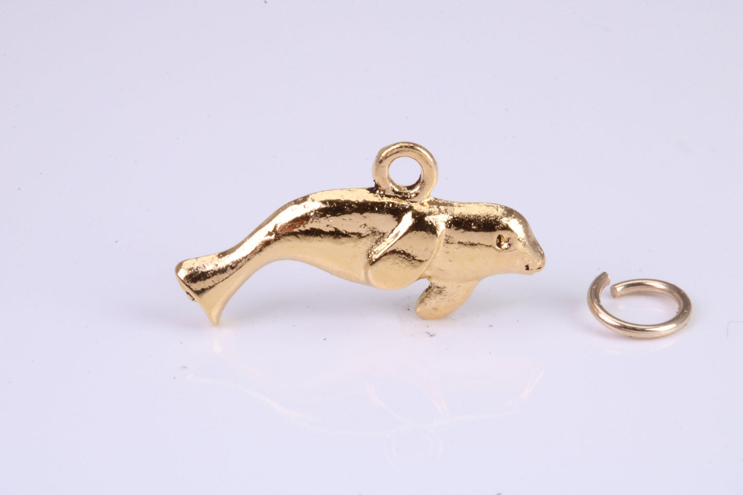 Manatee Charm, Traditional Charm, Made from Solid Cast Yellow Gold, British Hallmarked, Complete with Attachment Link