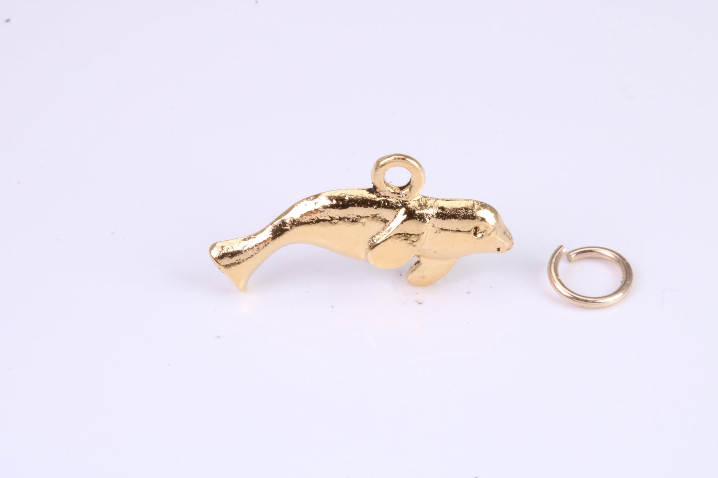 Manatee Charm, Traditional Charm, Made from Solid Cast Yellow Gold, British Hallmarked, Complete with Attachment Link