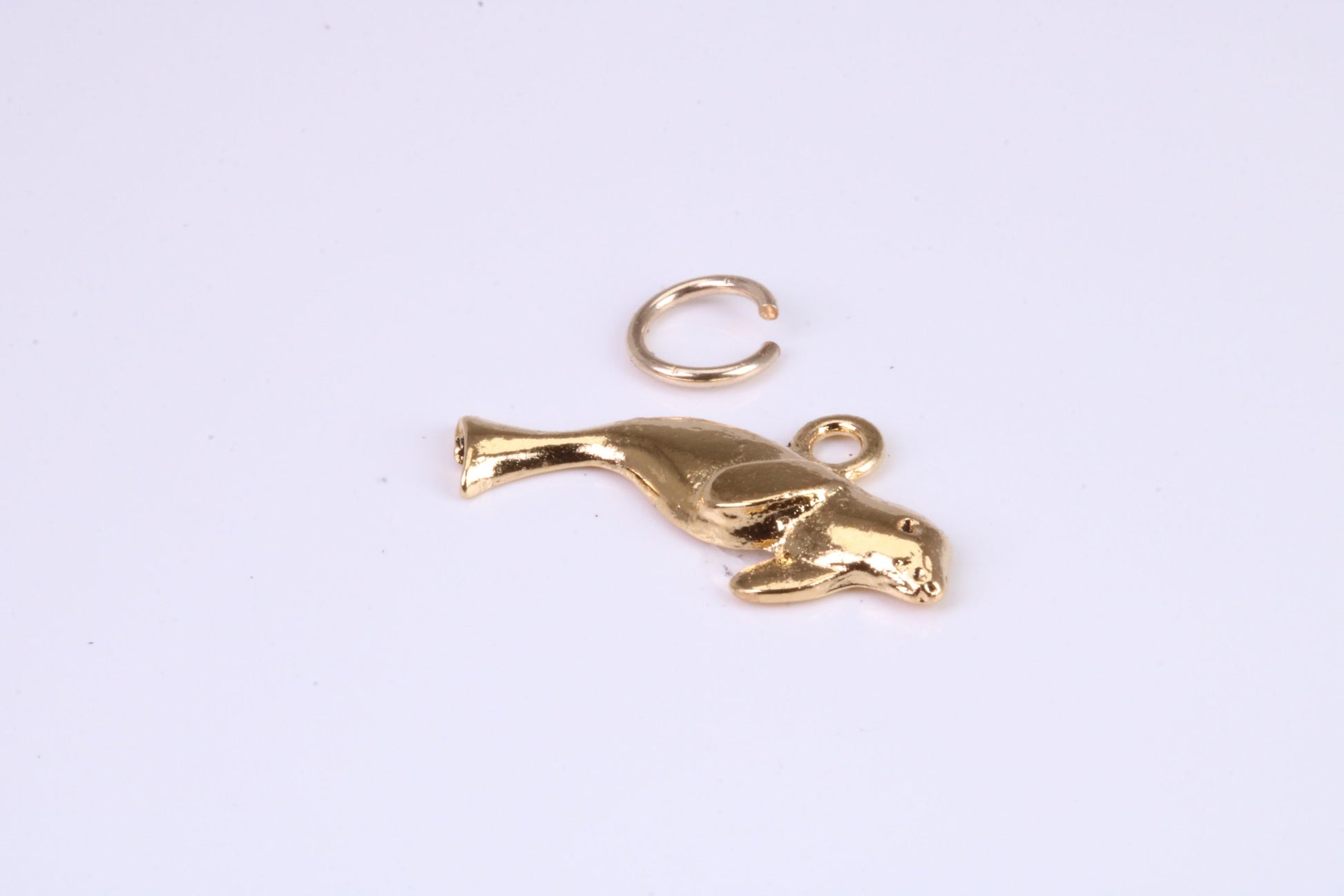 Manatee Charm, Traditional Charm, Made from Solid Cast Yellow Gold, British Hallmarked, Complete with Attachment Link