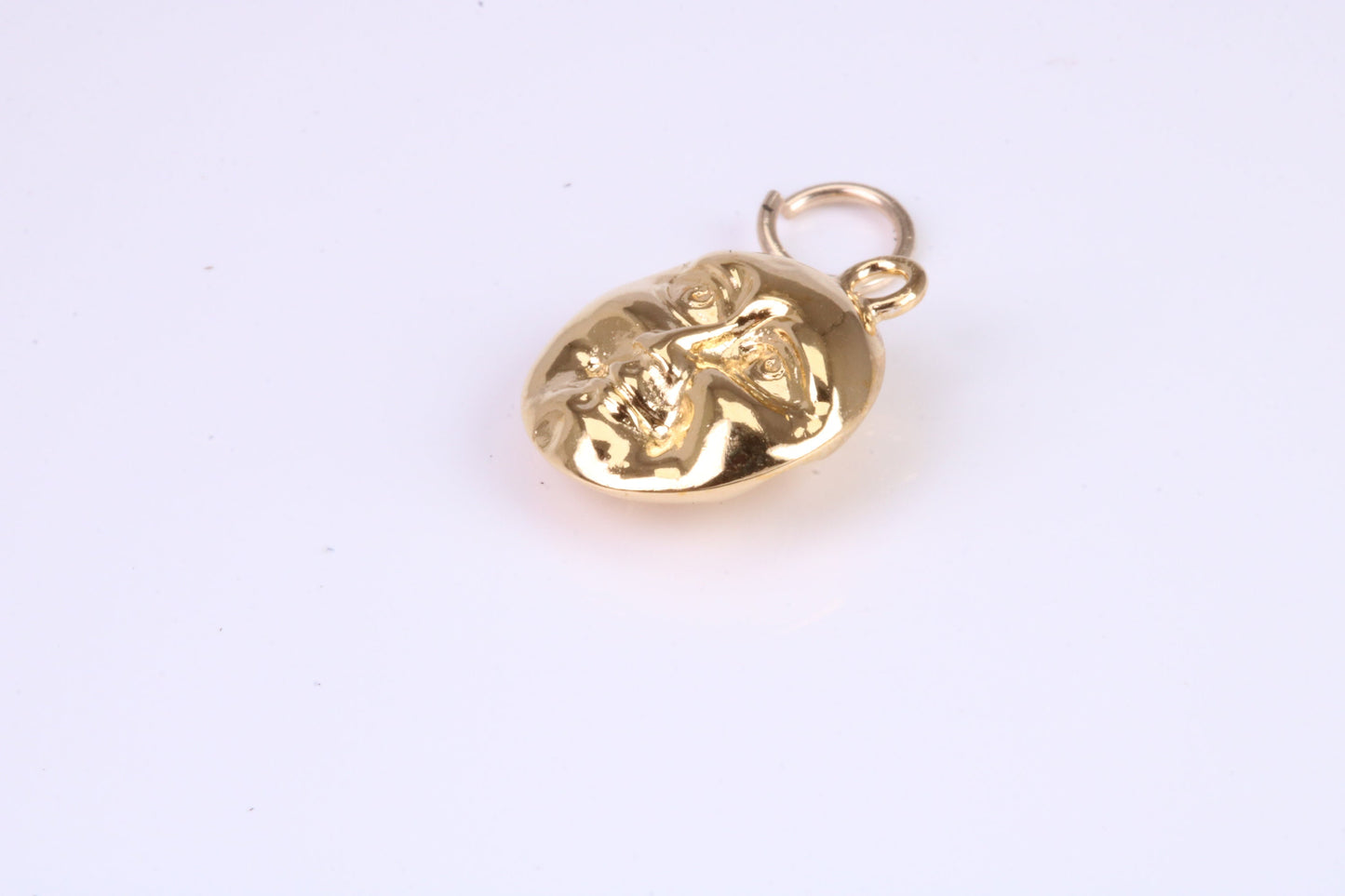 Happy and Sad Moon Charm, Traditional Charm, Made from Solid Cast Yellow Gold, British Hallmarked