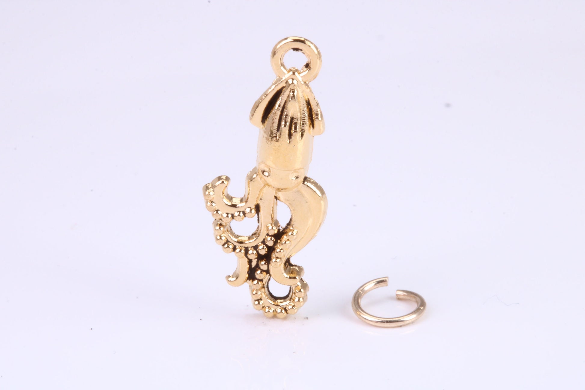 Squid Charm, Traditional Charm, Made from Solid Cast Yellow Gold, British Hallmarked