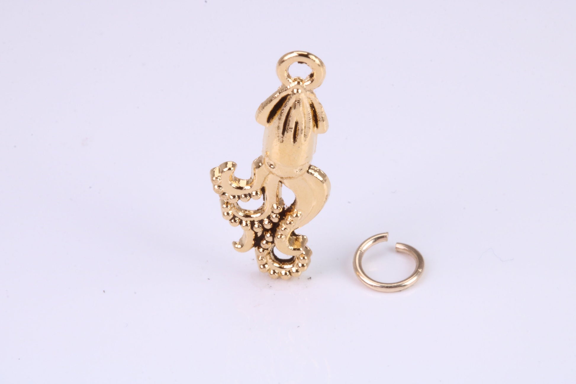 Squid Charm, Traditional Charm, Made from Solid Cast Yellow Gold, British Hallmarked