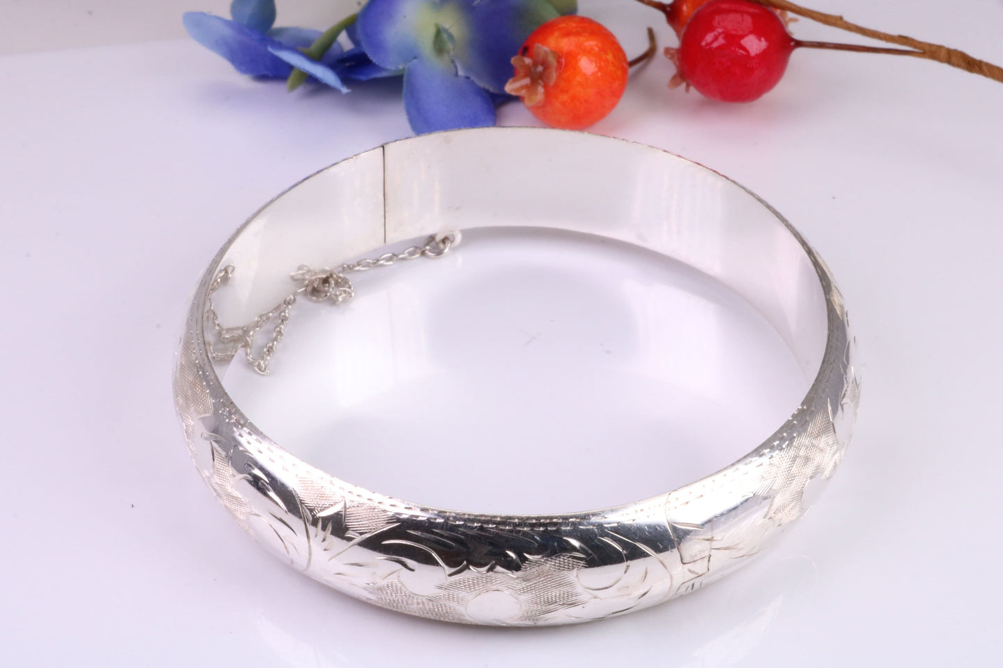 70 mm Round Solid Silver Hinged Bangle