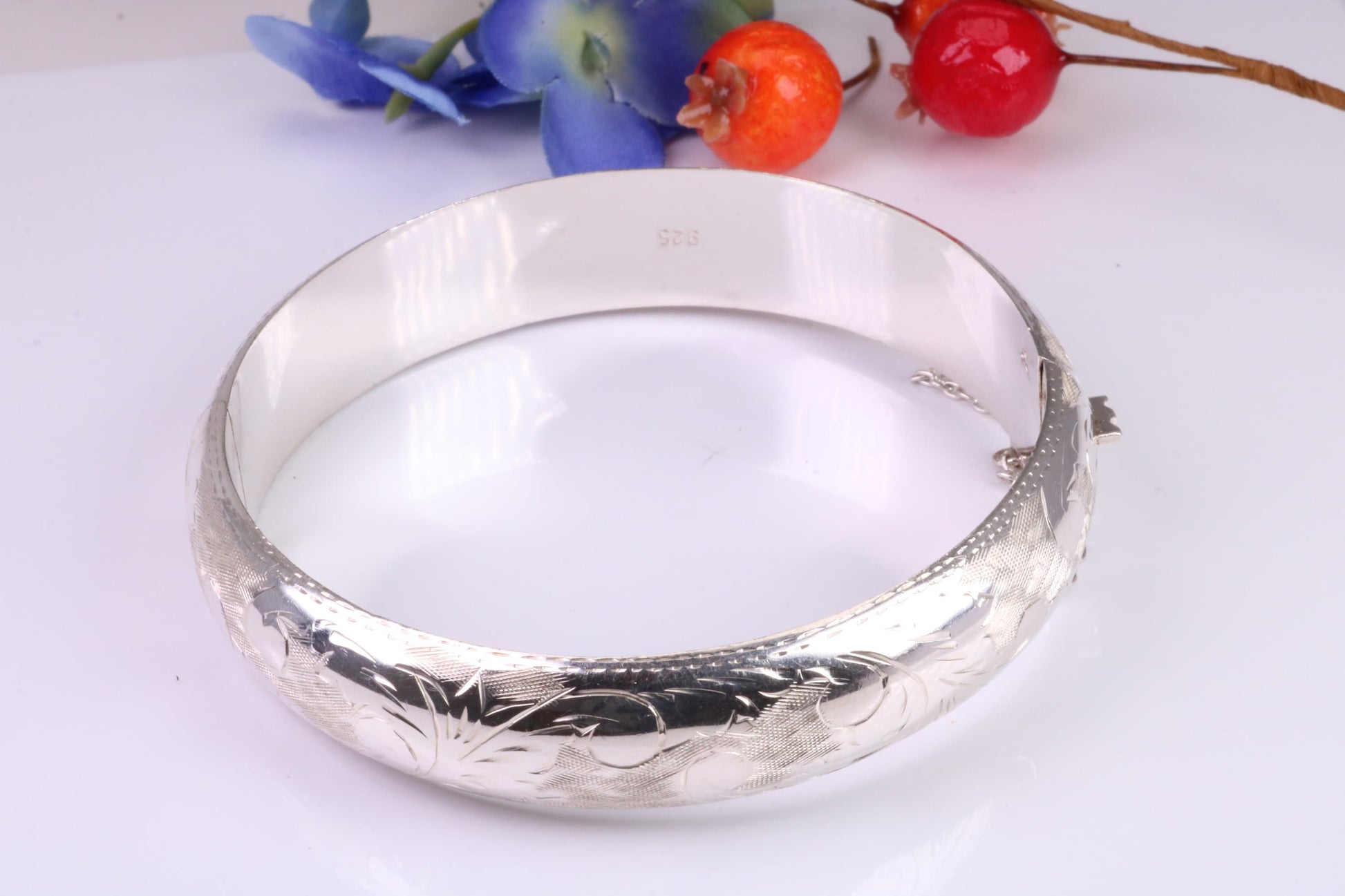 70 mm Round Solid Silver Hinged Bangle