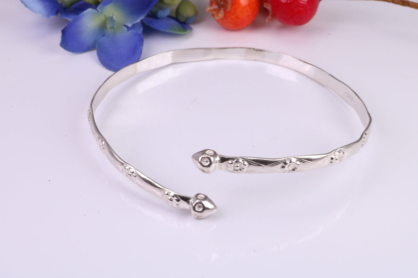 Flexible Open end Solid Silver Bangle