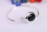 Black Onyx set Oval Solid Silver Bangle