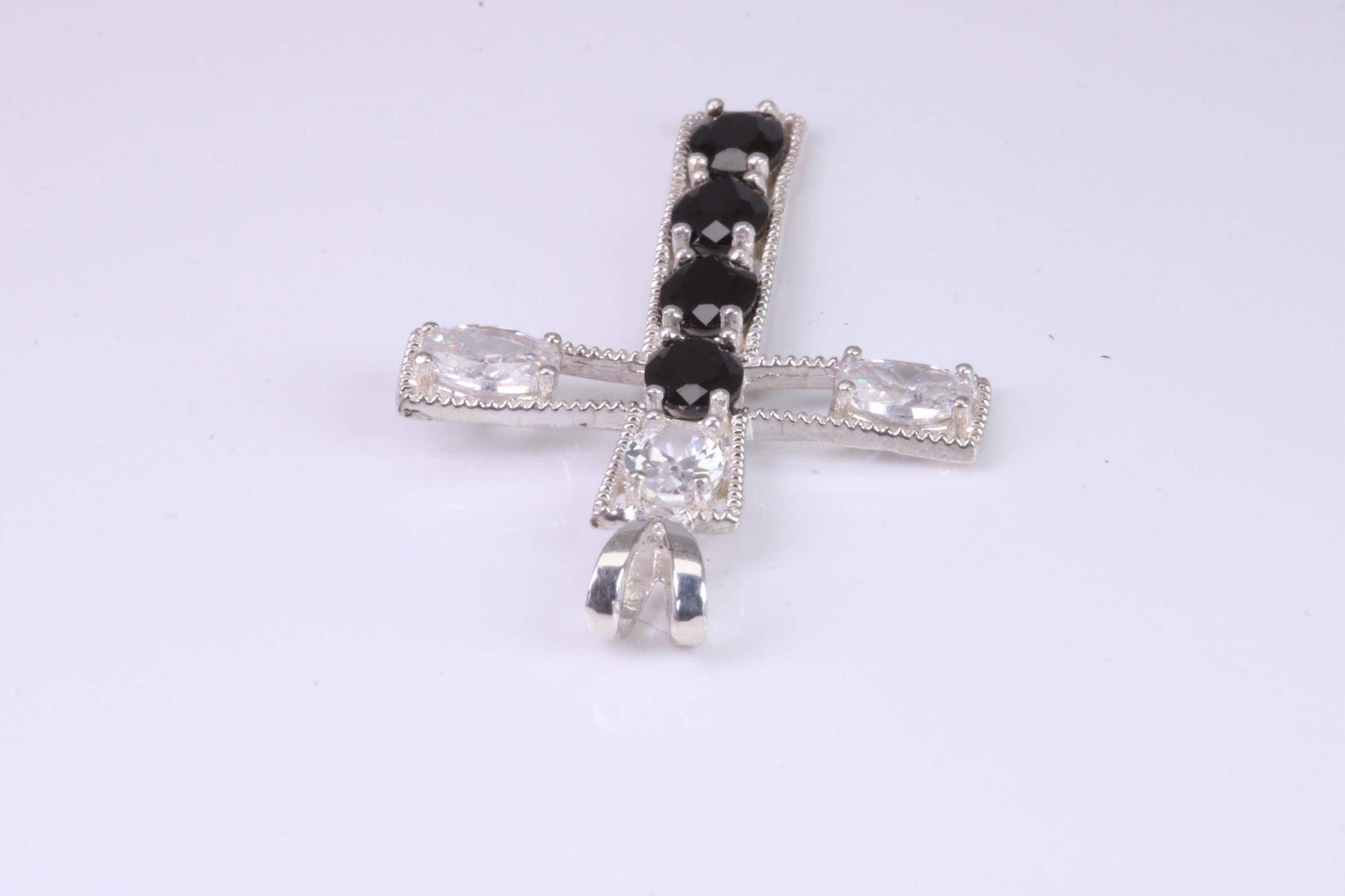 Sterling Silver C Z set Cross Necklace