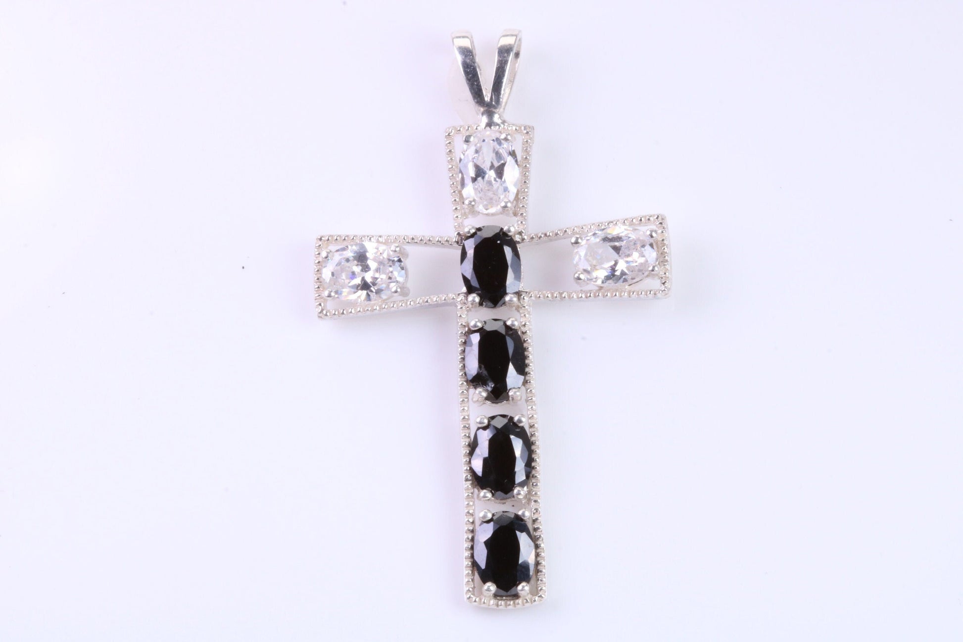 Sterling Silver C Z set Cross Necklace