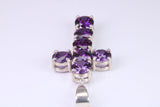 Large and Chunky Sterling Silver Amethyst C Z set Cross.