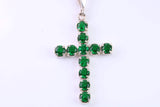 Large Emerald C Z set Sterling Silver Cross