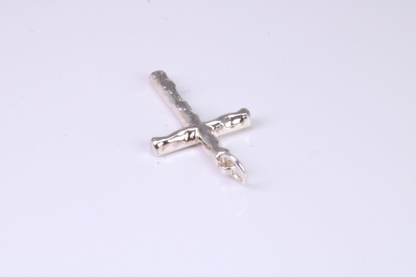 Small Bark Effect Sterling Silver Cross Necklace