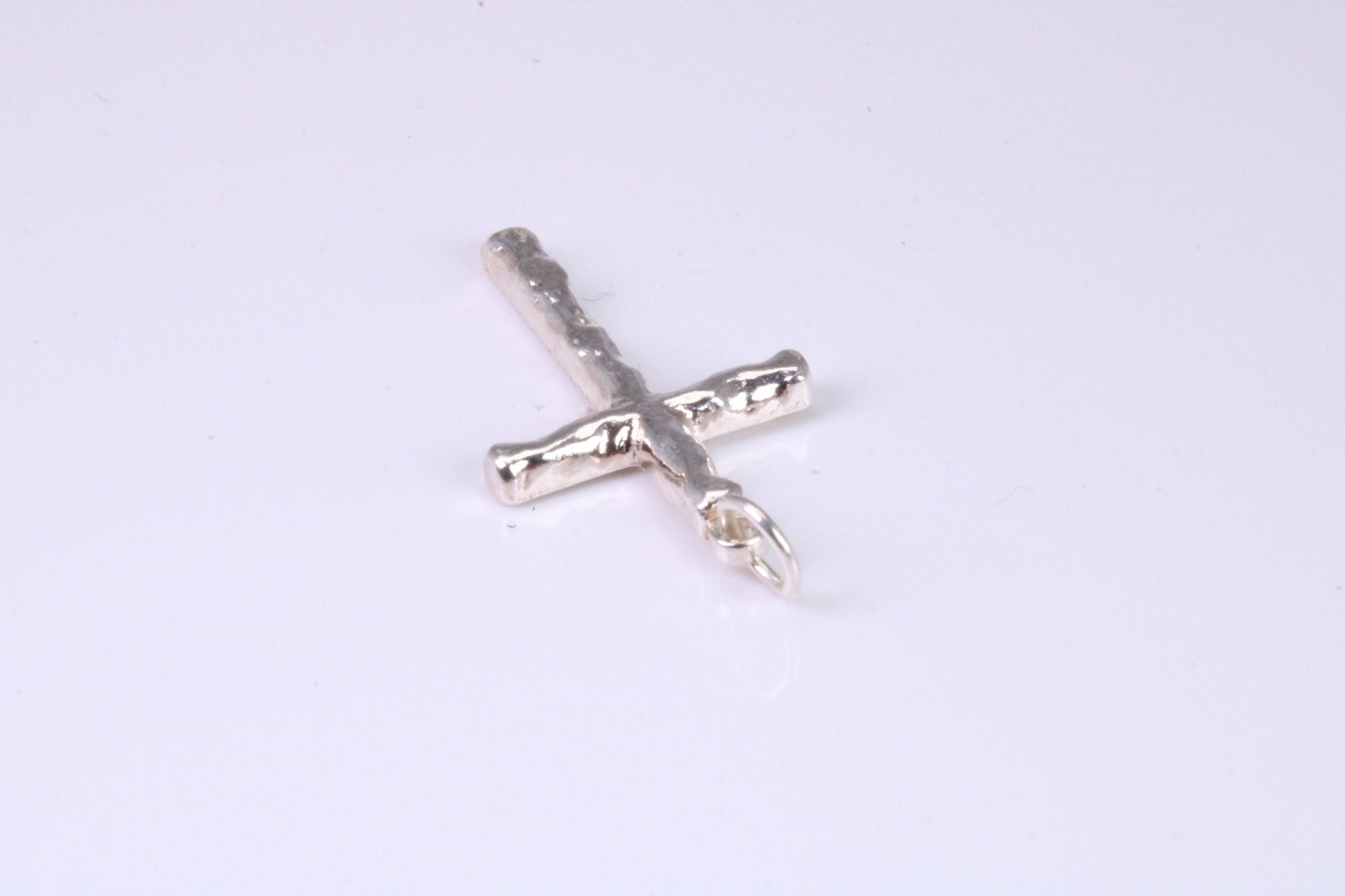 Small Bark Effect Sterling Silver Cross Necklace