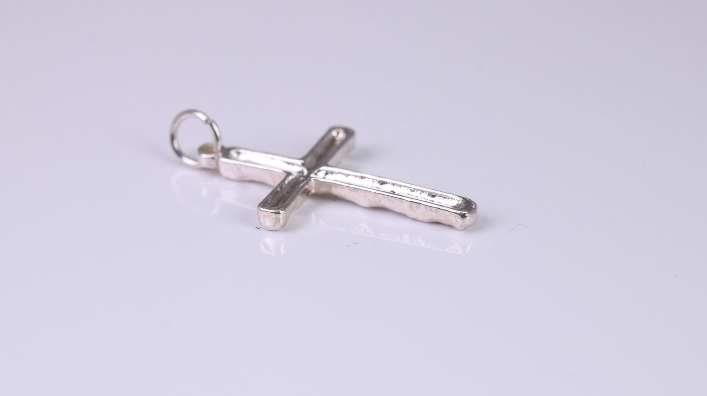 Small Bark Effect Sterling Silver Cross Necklace