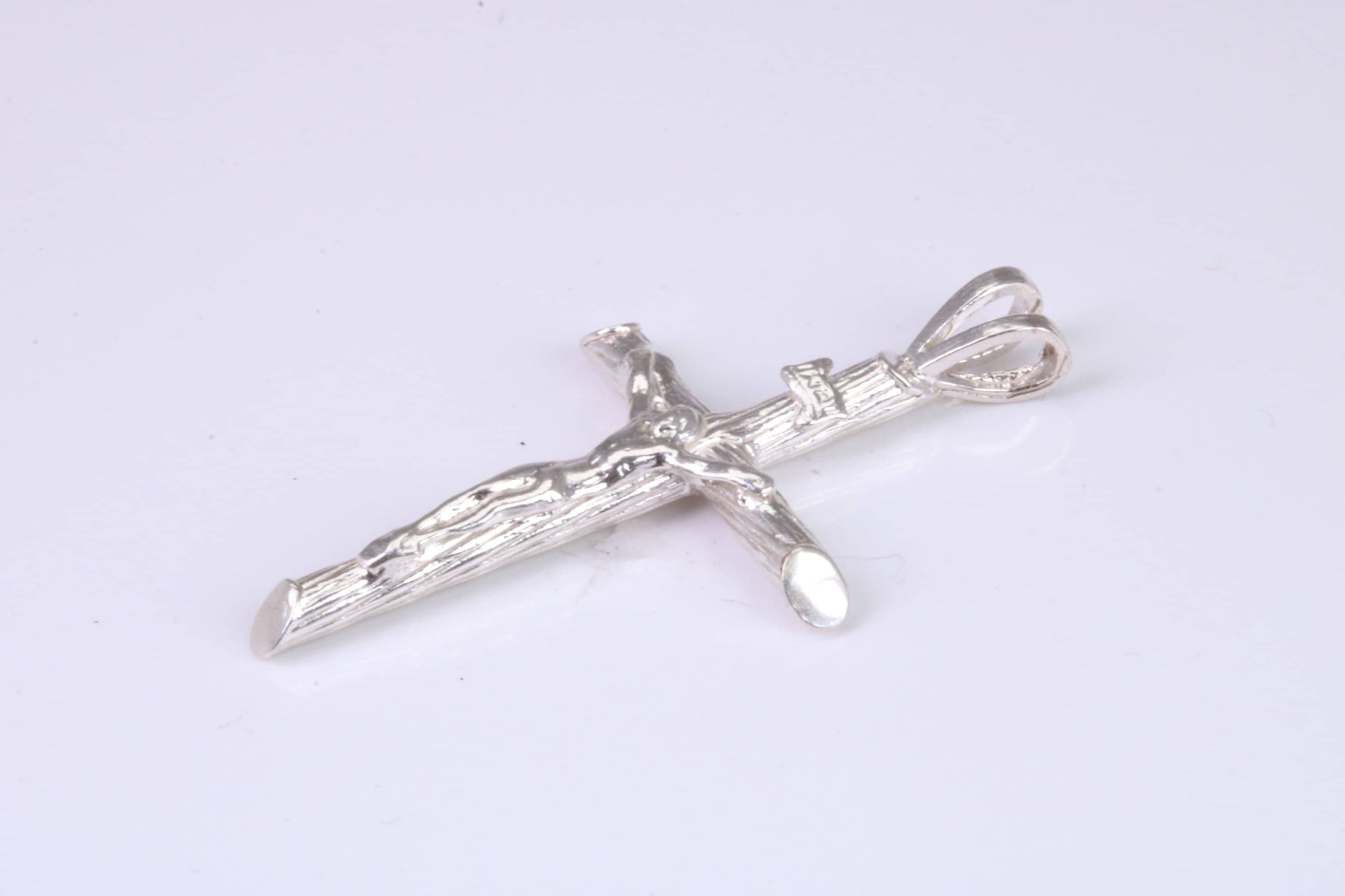 Small Silver Crucifix with Bark Effect Finish