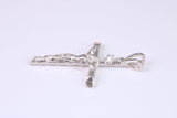 Small Silver Crucifix with Bark Effect Finish