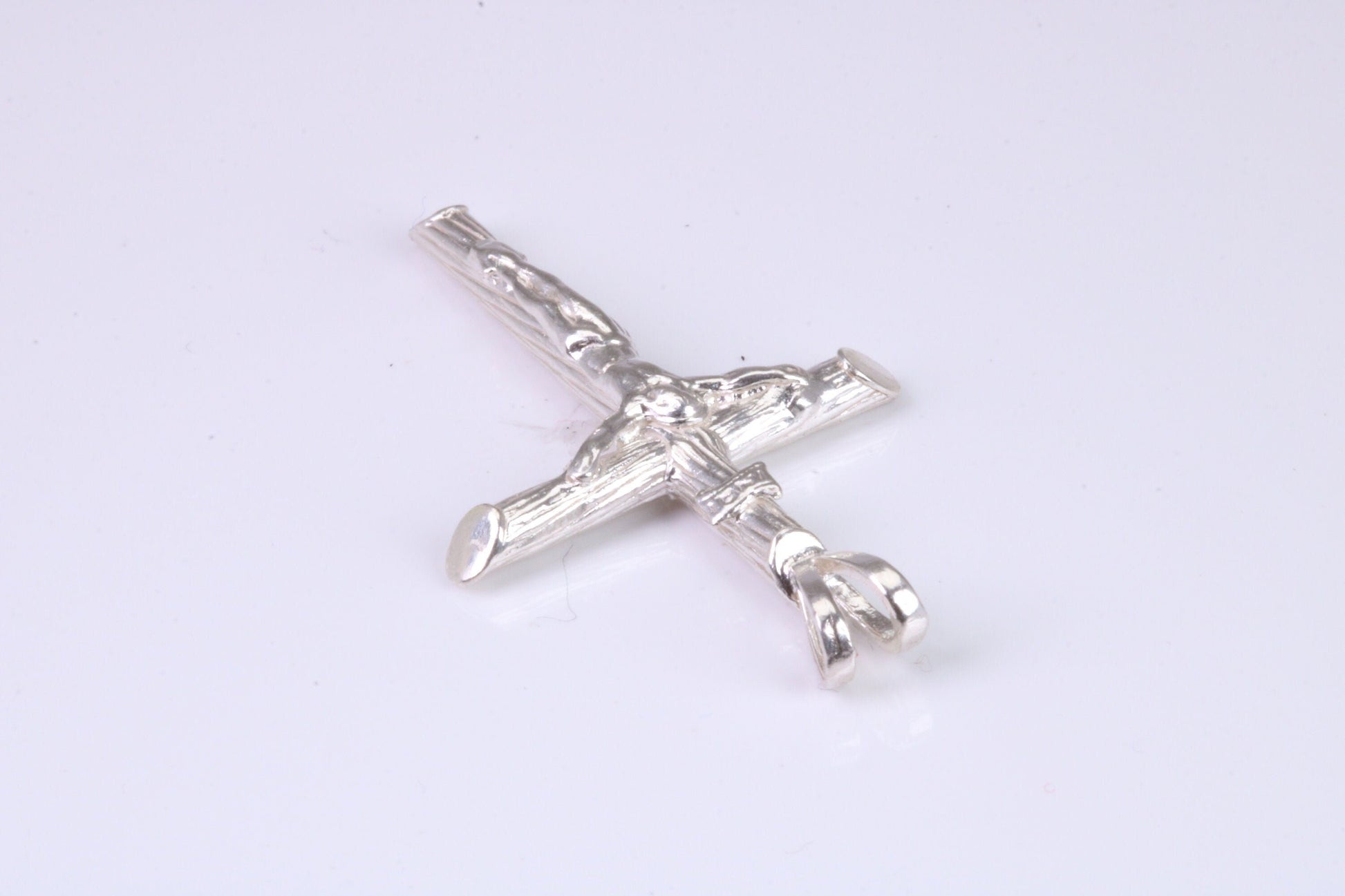 Small Silver Crucifix with Bark Effect Finish
