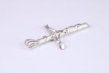 Small Silver Crucifix with Bark Effect Finish