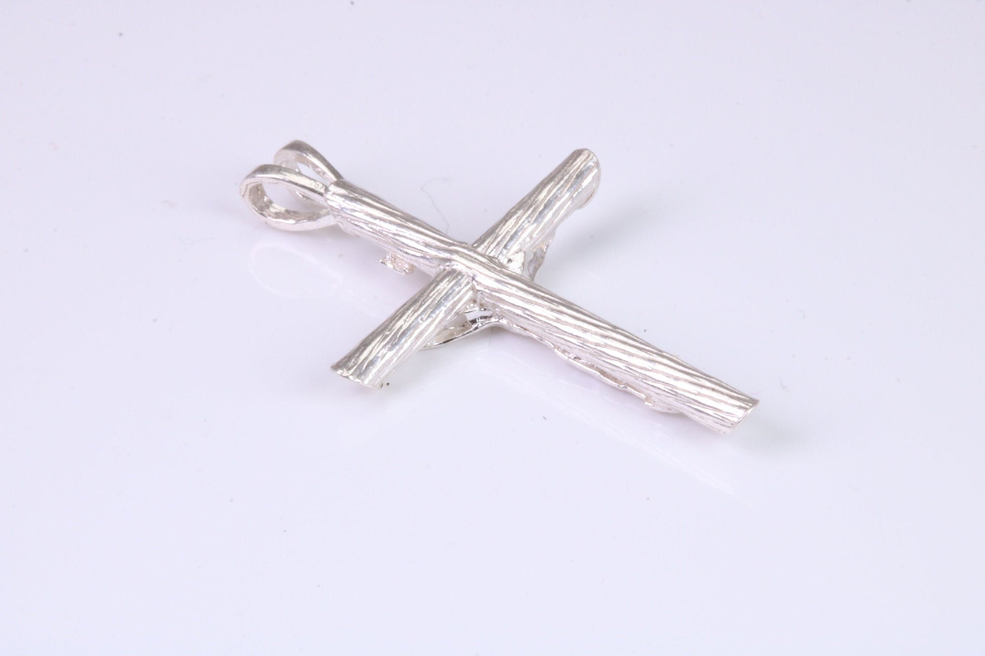Small Silver Crucifix with Bark Effect Finish