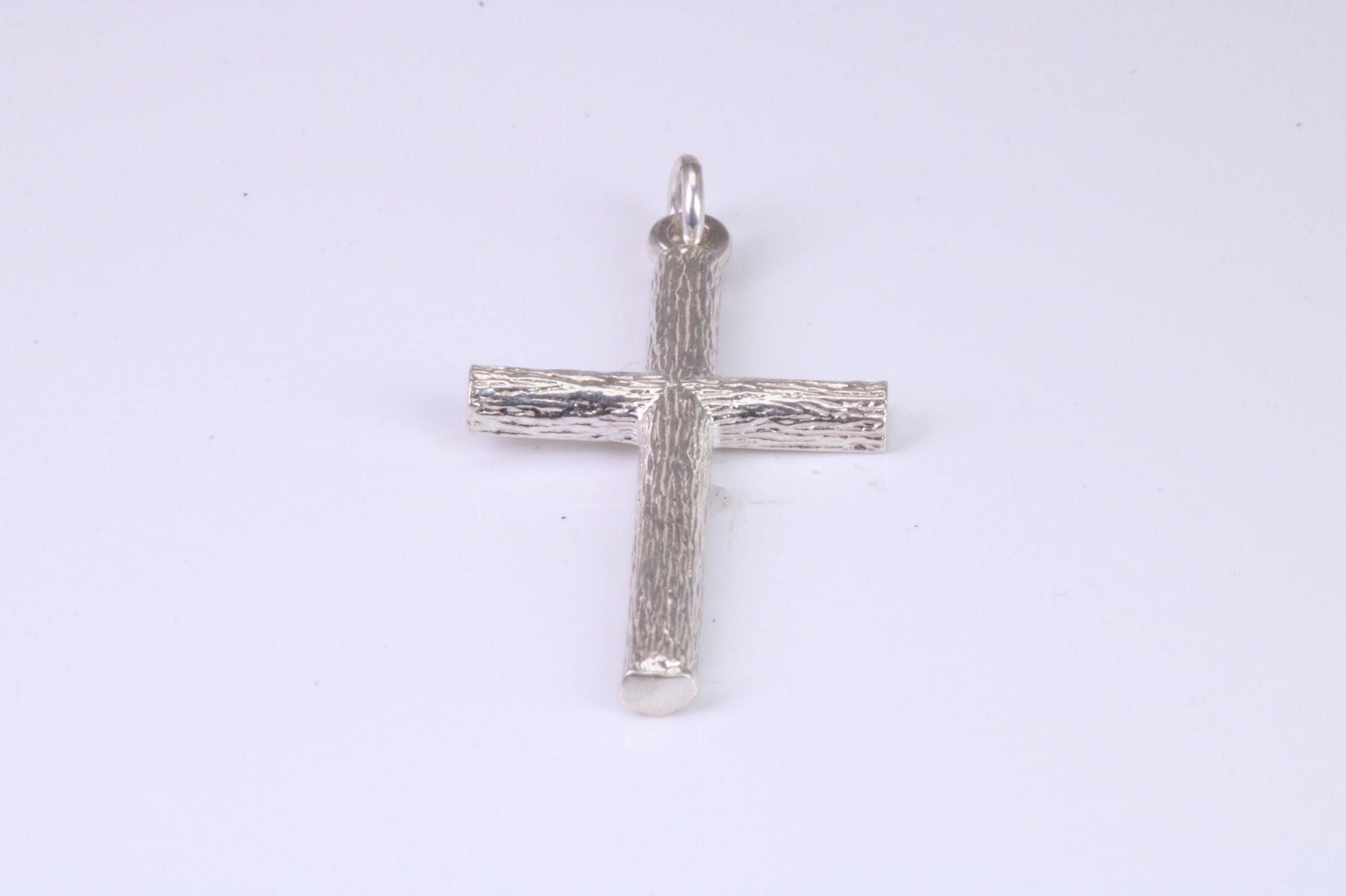 Sterling Silver Large Bark effect Cross