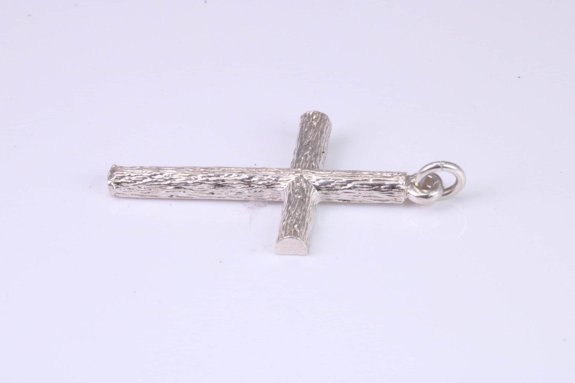 Sterling Silver Large Bark effect Cross