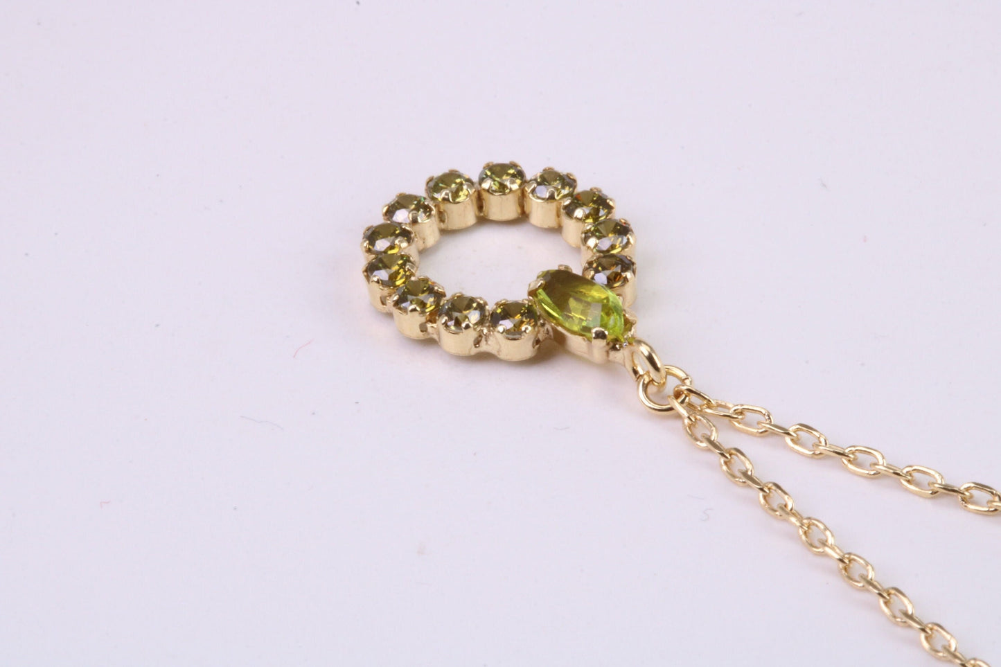 Peridot and Citrine set Necklace, Made From Solid Silver with 18ct Yellow Gold Plating, Length Adjustable Chain