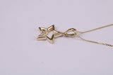 Natural Diamond set Star Necklace, 18 Inch Long Chain, Made from Solid Yellow Gold with High Polished Finish