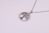 Tree of Life Cubic Zirconia set Necklace, made from solid Sterling Silver, Length Adjustable Chain