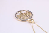 Tree of Live Necklace, Two Tone Finished Together with 18 Inch Long Chain, Made from Solid Yellow Gold with High Polished Finish