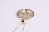 Tree of Live Necklace, Two Tone Finished Together with 18 Inch Long Chain, Made from Solid Yellow Gold with High Polished Finish