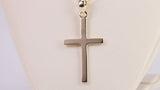 Simple 33 mm Long Cross Together with 18 Inch Long Chain, Made from Solid Yellow Gold with High Polished Finish